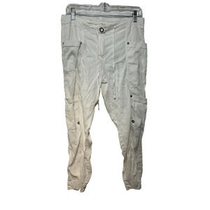 Eileen Fisher White Organic Linen Crop Cargo Utility Pants Womens Sz 8 Gorpcore‎